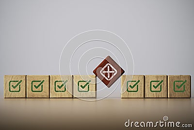 Red Cross mark to replace correct sign mark for Approve and reject business and document concept Stock Photo