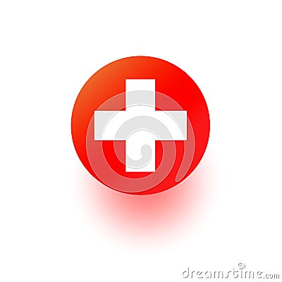 Red Cross vector icon, hospital sign. Medical health first aid symbol isolated on vhite. Modern gradient design Vector Illustration