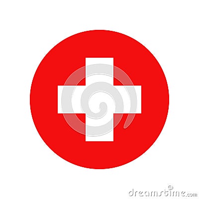 Red cross. Vector isolated icon. Medicine health hospital sign symbol. Vector abstract graphic design. Emergency medicine. First Vector Illustration