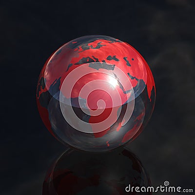 Red crystal globe africa 3d Stock Photo