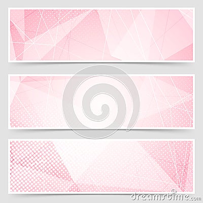 Red crystal structure abstract header set Vector Illustration