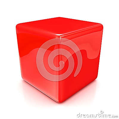 Red cube on white background Stock Photo