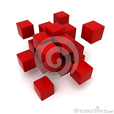 Red cubic background Stock Photo