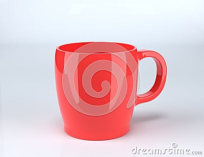 Red cup on gray background. 3d rendering illusration Stock Photo