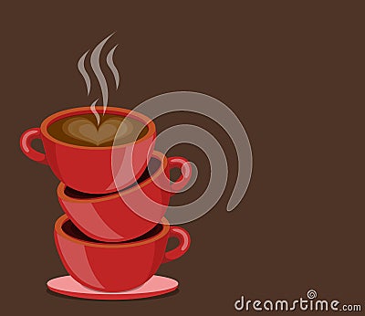 Red cups coffee Vector Illustration