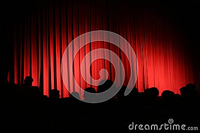 Red curtain with audience Stock Photo