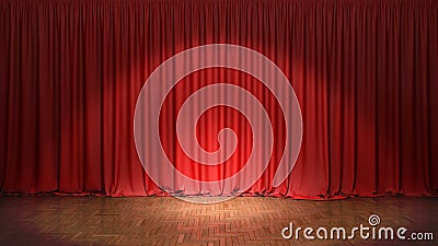 The red curtain. Cartoon Illustration