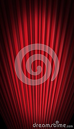 Red curtain in forced perspective Stock Photo