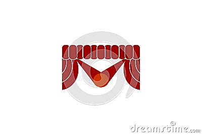 red curtain logo Designs Inspiration Isolated on White Background. Stock Photo