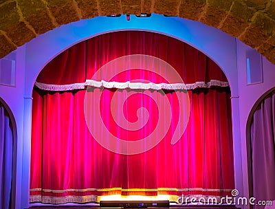 Theatre curtain on stage Stock Photo