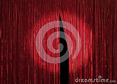 Red Curtain with Peek Opening Stock Photo