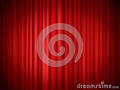 Red curtains background. Red curtain at stage for show Vector Illustration