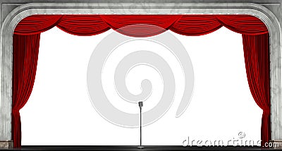 Red curtains isolated. 3D render Stock Photo
