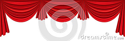 Red curtains of theater stage. Vector Illustration