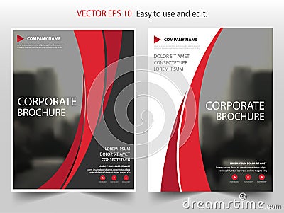 Red curve Vector Brochure annual report Leaflet Flyer template design, book cover layout design, abstract business presentation Vector Illustration