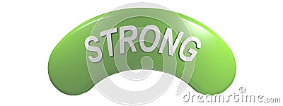 Red curved rounded rectangle with write STRONG - 3D rendering illustration Cartoon Illustration