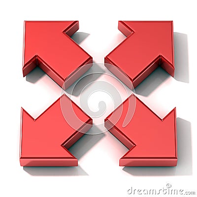 Red 3D arrows expanding. Top view Stock Photo