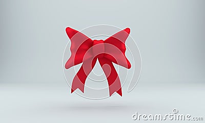 Red 3d bowknot over gray background. 3D rendering Stock Photo