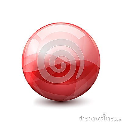 Red 3D crystal magic sphere. Glass transparent ball with shadows â€“ vector Stock Photo