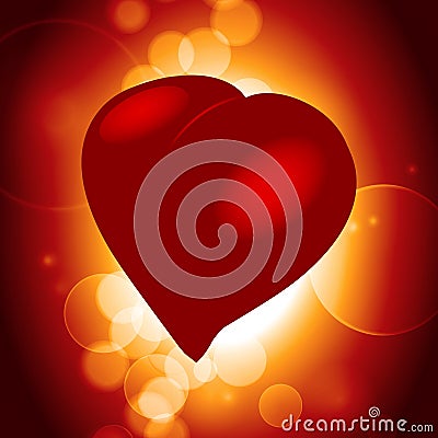 Red 3D Heart over warm glowing background Stock Photo