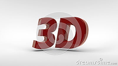 Red 3D logo isolated on white background with reflection effect. 3d rendering. Stock Photo