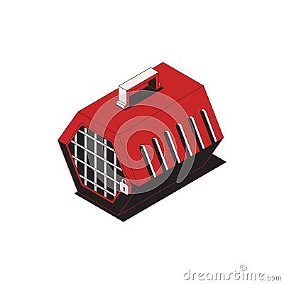 Isometric Pet Carrier Icon Cartoon Illustration