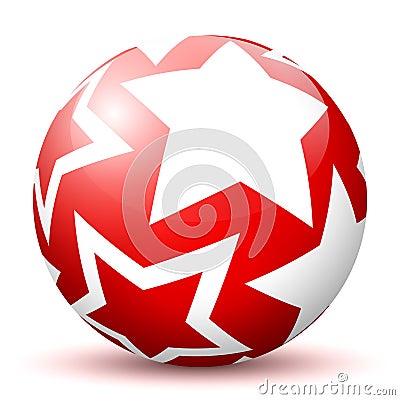 Beautiful Red 3D Vector Sphere with Mapped White Starlet Texture Stock Photo