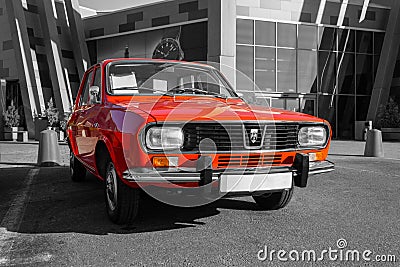 Red Dacia 1300 car at autumn Retro Parade in Ploiesti, Romania Editorial Stock Photo