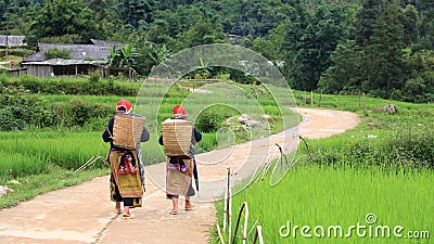 Red Dao Hilltribe women in Sapa Editorial Stock Photo