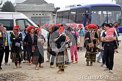 Red Dao (Yao, Dzao) Chinese minority women in traditional clothe Editorial Stock Photo