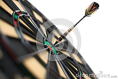 Red dart on bullseye Stock Photo