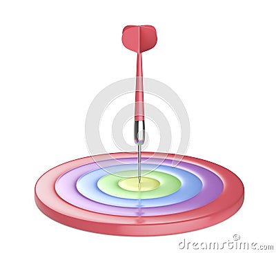 Red dart and colorful dartboard Stock Photo