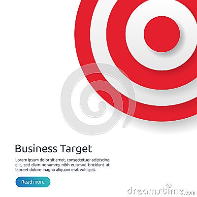 red dartboard center goal. strategy achievement and business success flat design. Archery dart target and arrow for banner or Vector Illustration