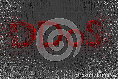 Red DDOS on a Digital Binary Warning background 3d render Stock Photo