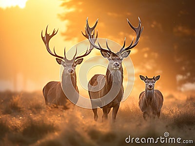 Red Deer Cervus elaphus Cartoon Illustration