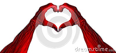 Red Demon Heart Shape Hands Cartoon Illustration