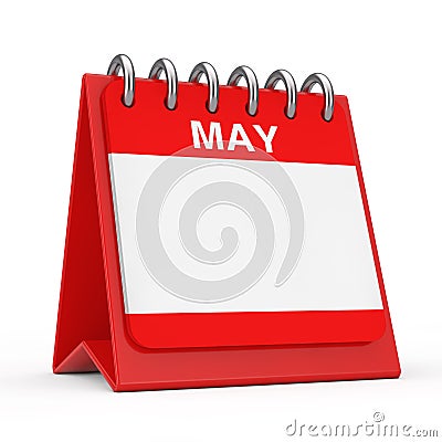 Red Desktop Calendar Icon Showing a May Month Page. 3d Rendering Stock Photo