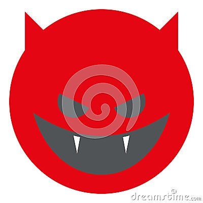 Red devil face. Evil emoji. Naughty symbol Vector Illustration