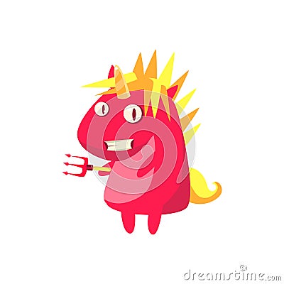 Red Devil Unicorn Vector Illustration