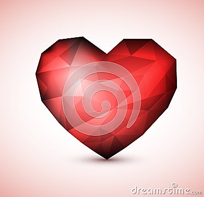 Red Diamond jewel heart Vector Illustration