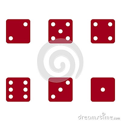 Red dice cubes icon on white background Vector Illustration