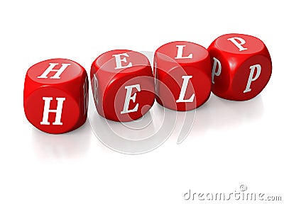 Red dice or cubes spelling HELP Stock Photo