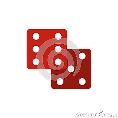 Red dice flat icon Vector Illustration