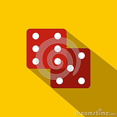Red dice flat icon Vector Illustration