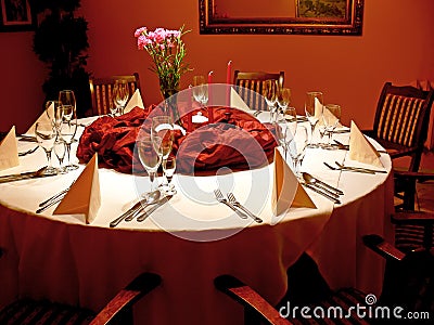 Red dining room Stock Photo