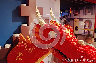 Red Dinosaur from Legoland Osaka Editorial Stock Photo