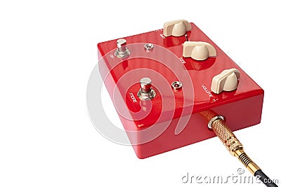 Red distortion guitar pedal isolated Stock Photo