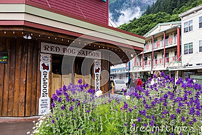 The Red Dog Saloon, placed at Franklin St, Juneau. Editorial Stock Photo