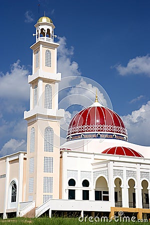 Red Domed Mosque Stock Photo