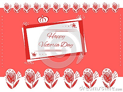 Red doodle greeting card happy victoria day Vector Illustration